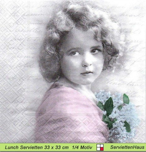 Sagen Vintage Design - Mädchen mit Maiglöckchen - 1 Lunch Serviette